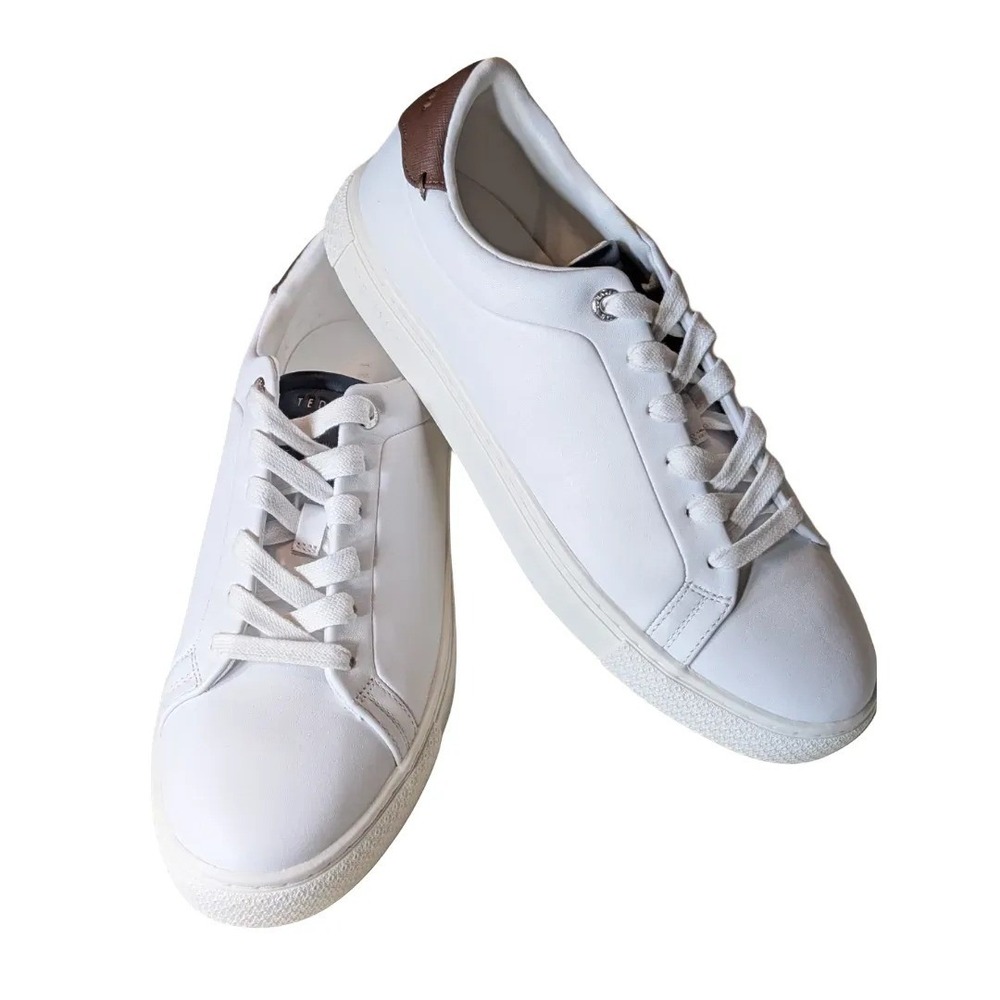 Ted Baker London Men's White Leather Low Top Sneakers 1907790 Sz 9 NIB